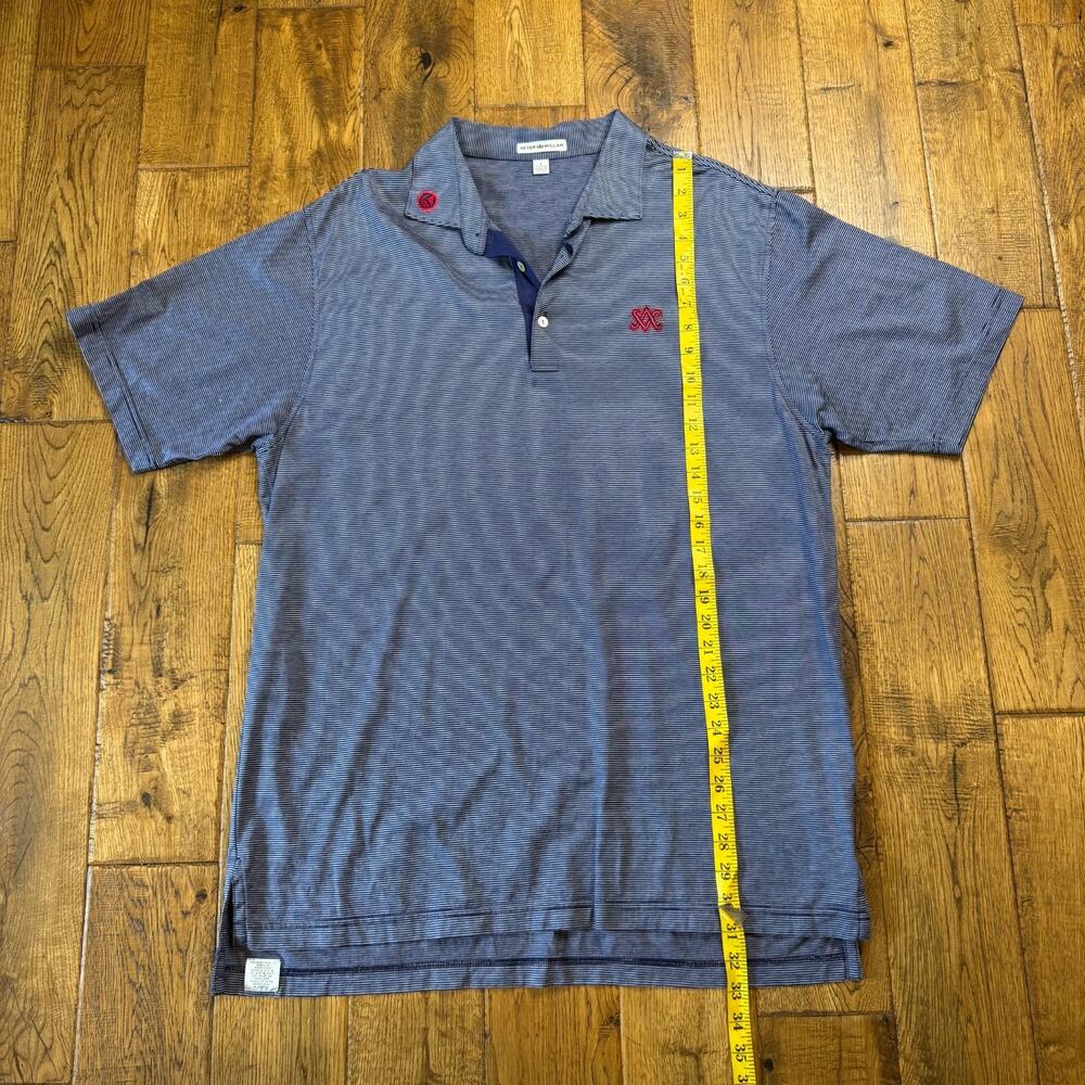 Peter Millar Scotty Cameron Circle T Golf Polo Shirt Mens Large Navy Blue Stripe - Picture 3 of 5